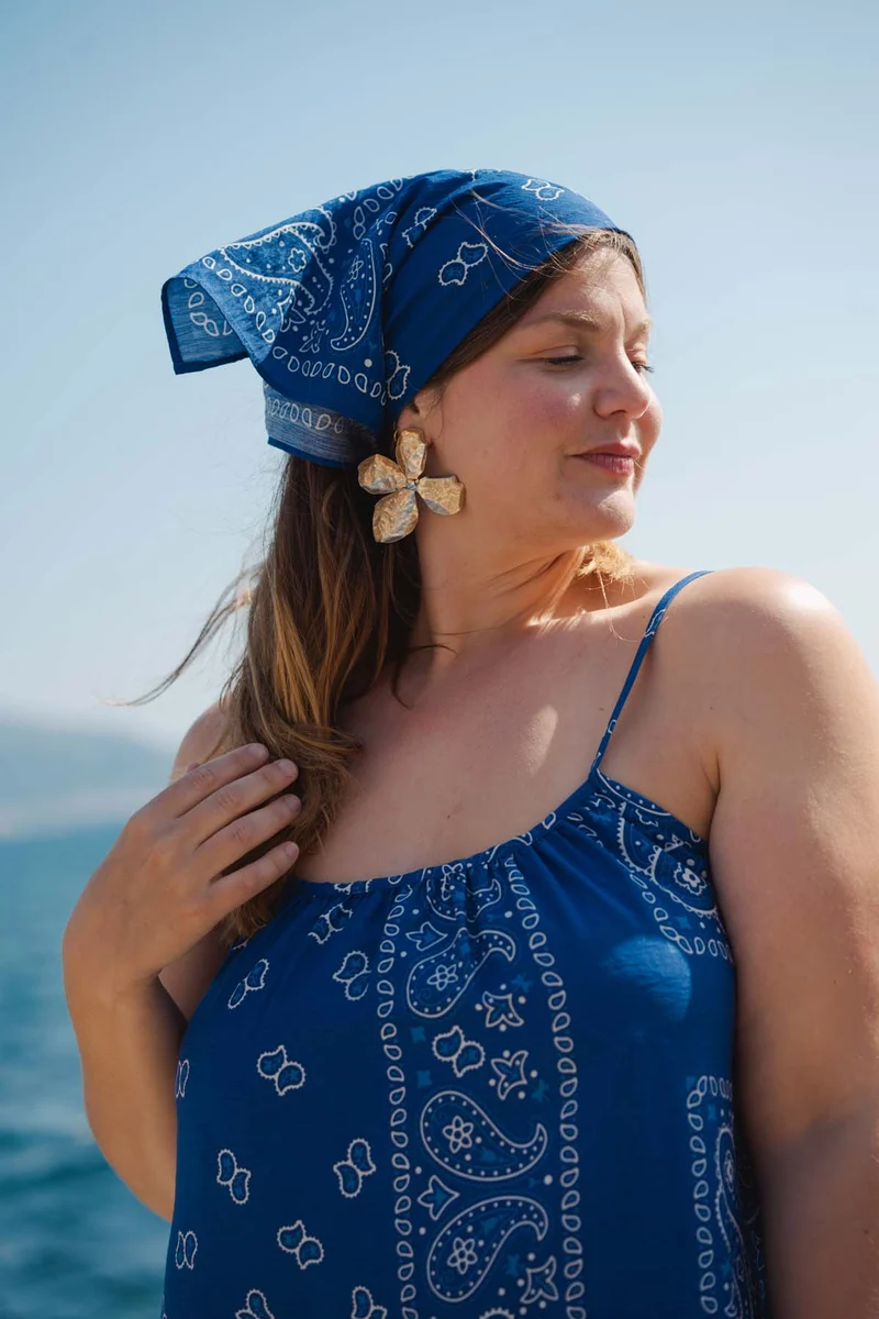 Robe Longue Viscose - Bandana Bleu