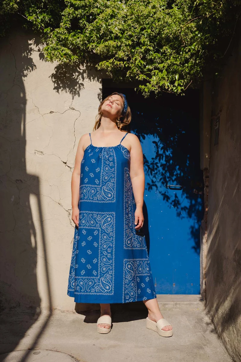 Robe Longue Viscose - Bandana Bleu