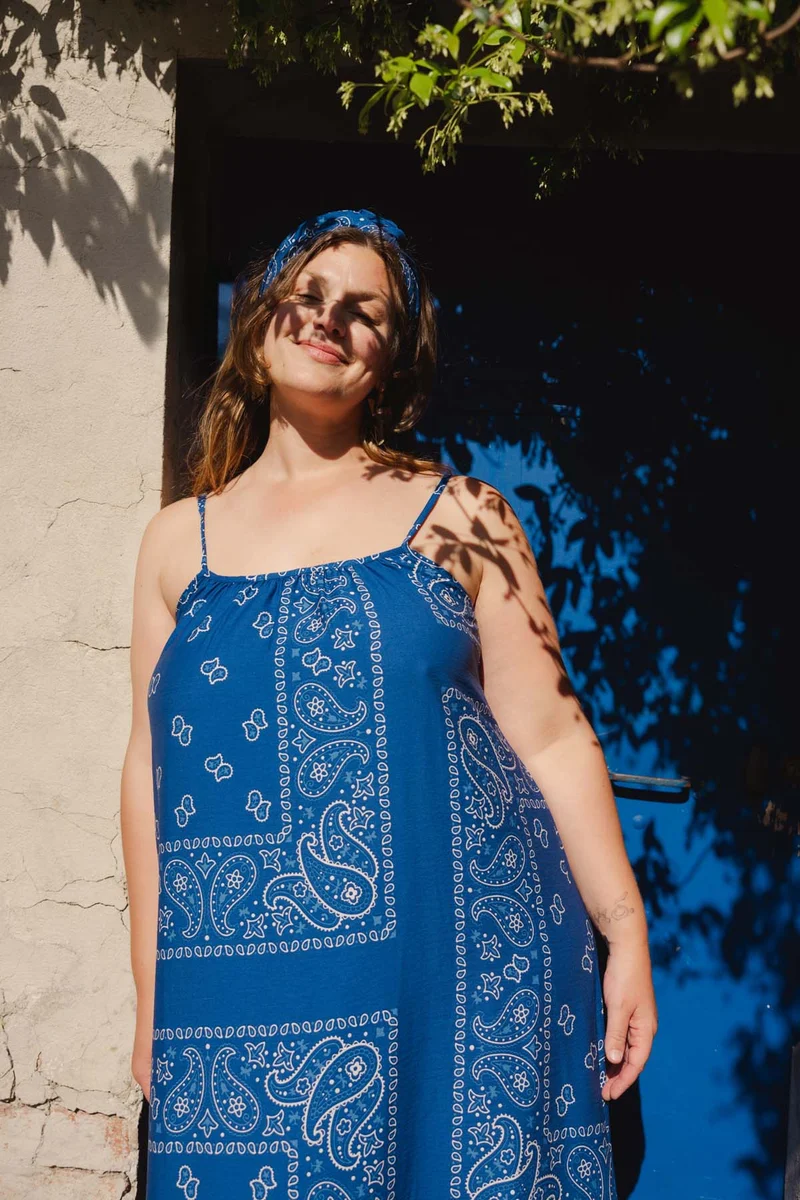 Robe Longue Viscose - Bandana Bleu