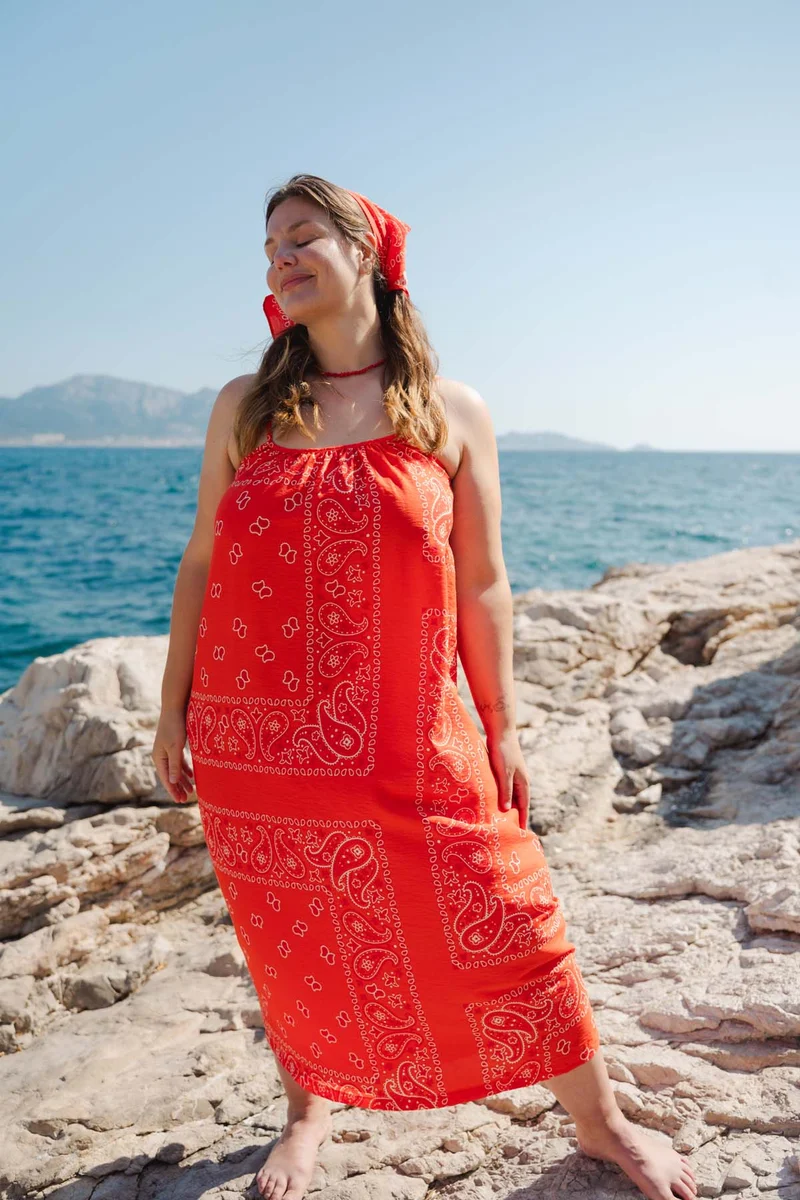 Robe Longue Viscose - Bandana Rouge