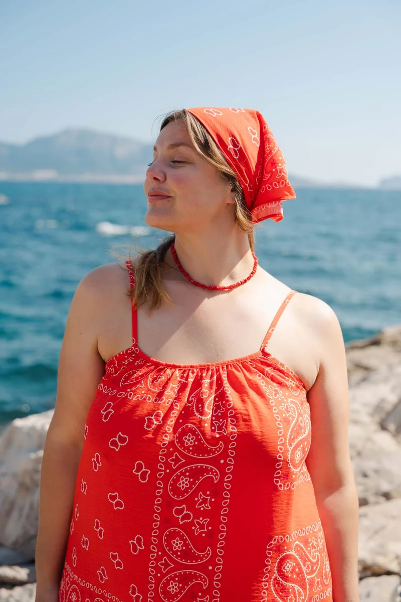 Robe Longue Viscose - Bandana Rouge