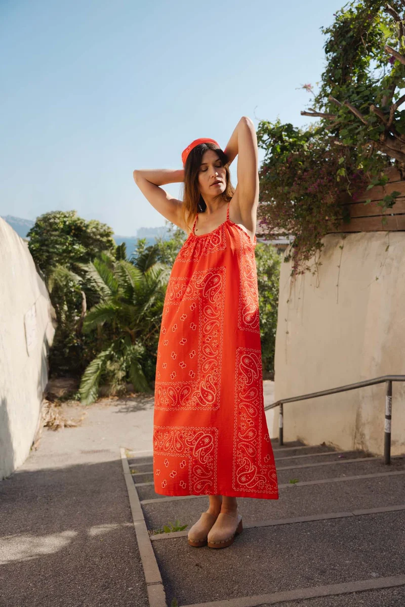 Robe Longue Viscose - Bandana Rouge
