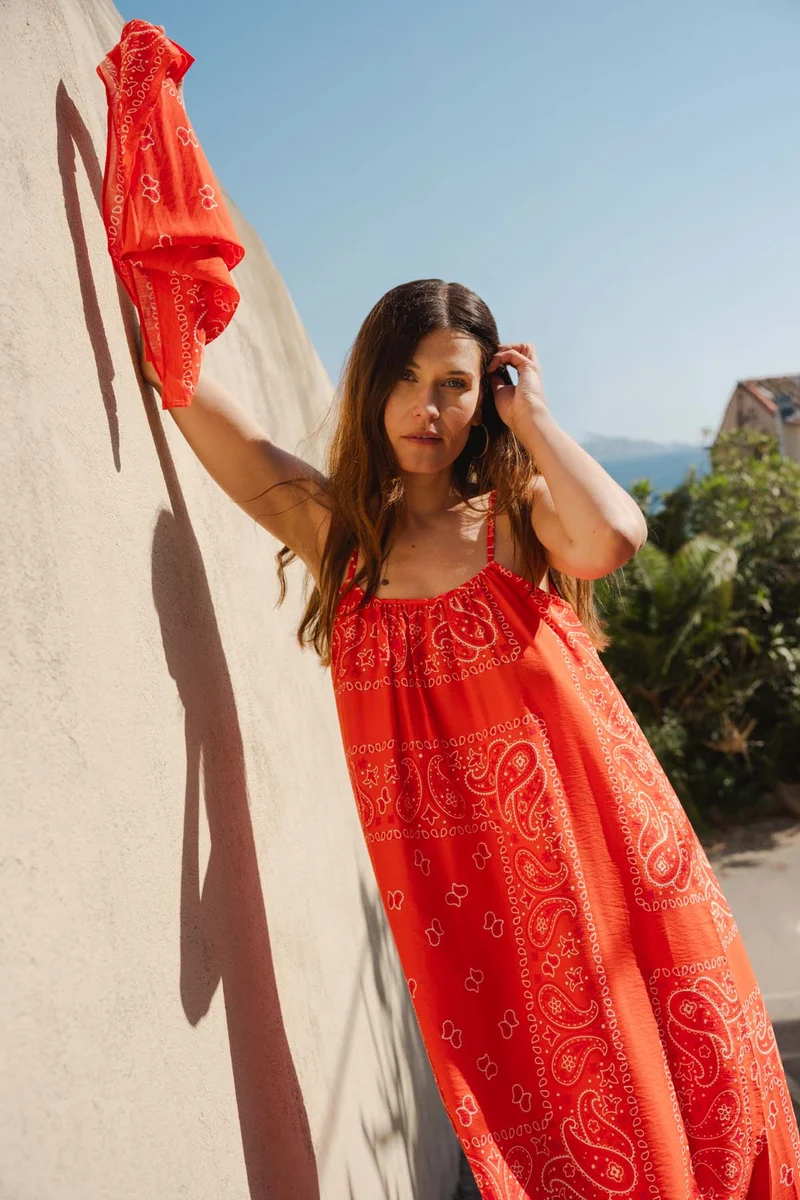 Robe Longue Viscose - Bandana Rouge
