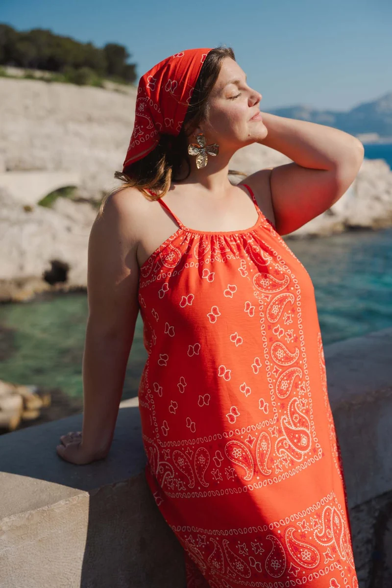 Robe Longue Viscose - Bandana Rouge