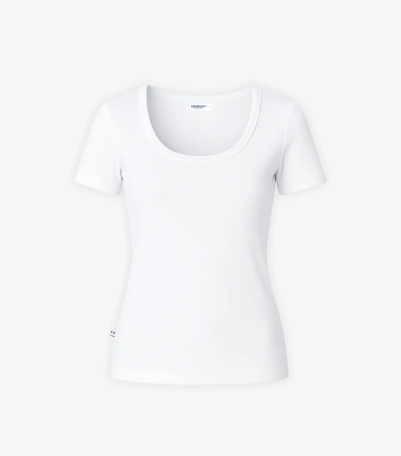 T-shirt Femme Côtelé Blanc - Intemporel