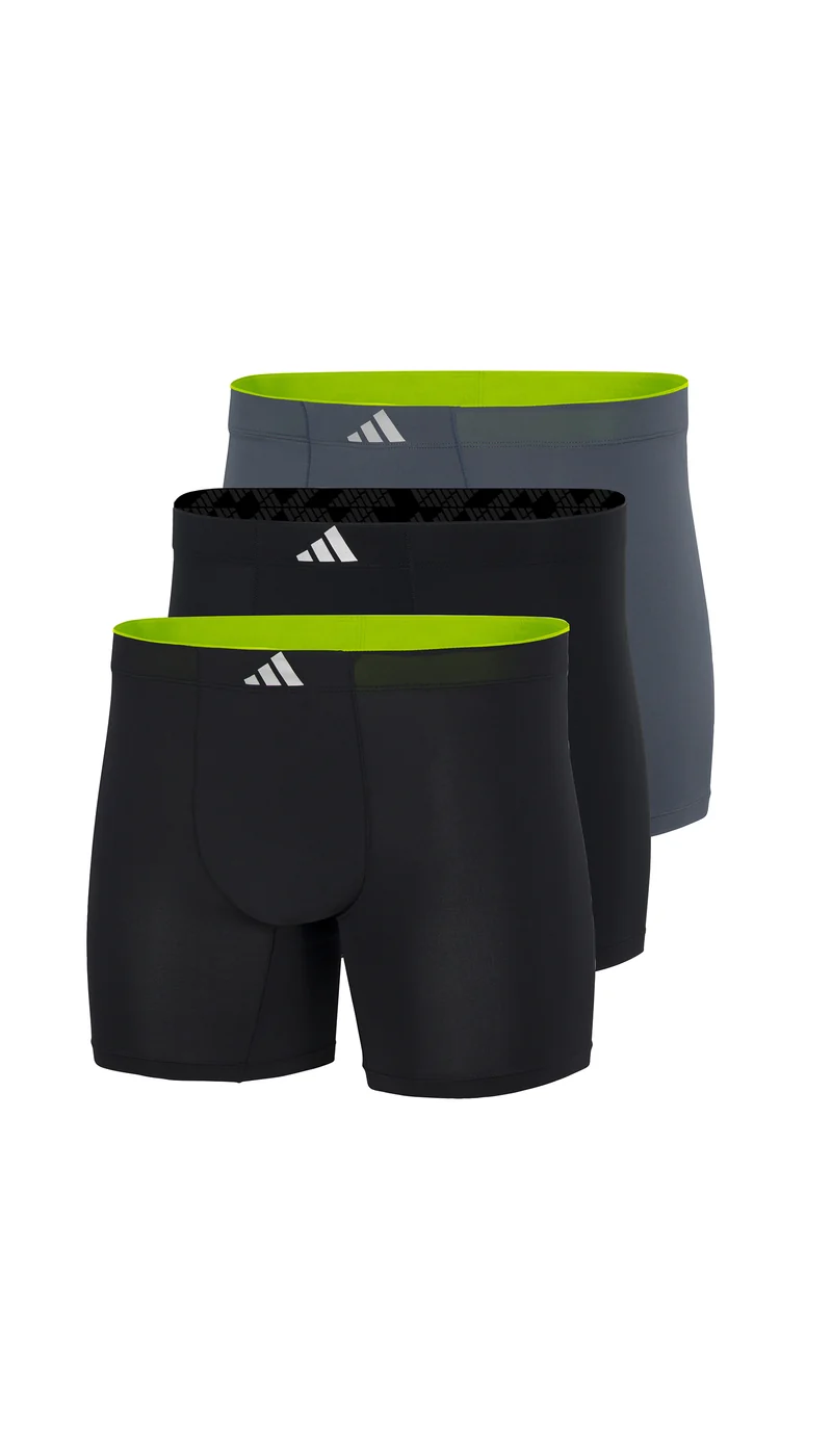 Enge Boxershorts lang 3er-Pack Schwarz/Grau - ADIDAS