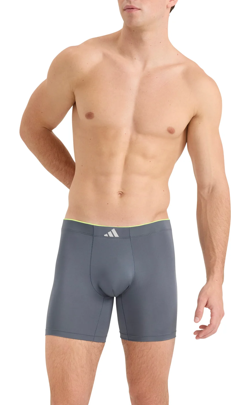 Enge Boxershorts lang 3er-Pack Schwarz/Grau - ADIDAS