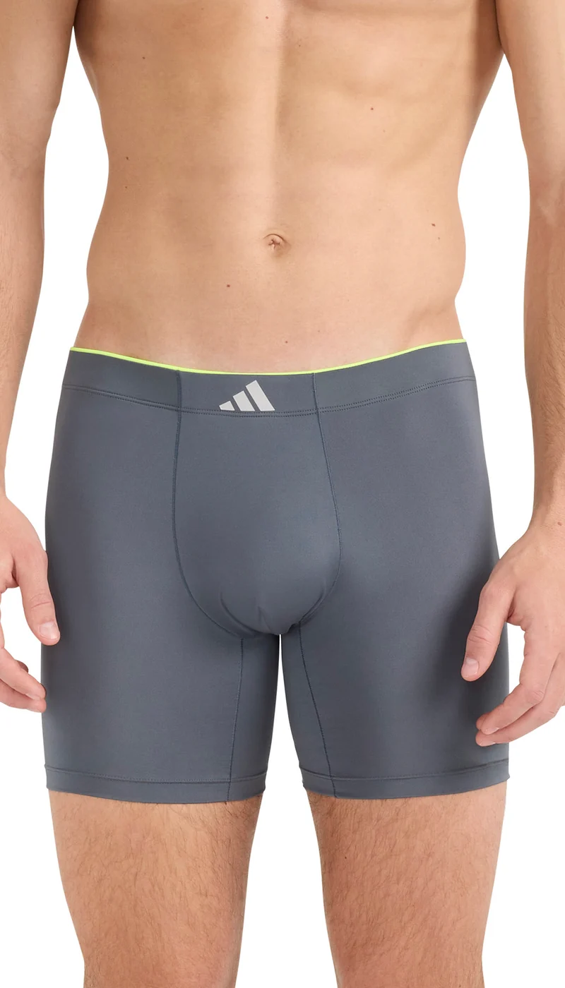 Enge Boxershorts lang 3er-Pack Schwarz/Grau - ADIDAS