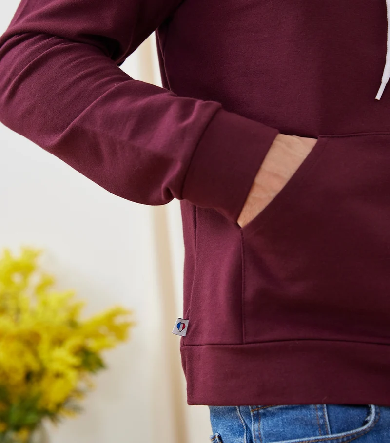 Sweat à capuche Homme Bordeaux - Intemporel