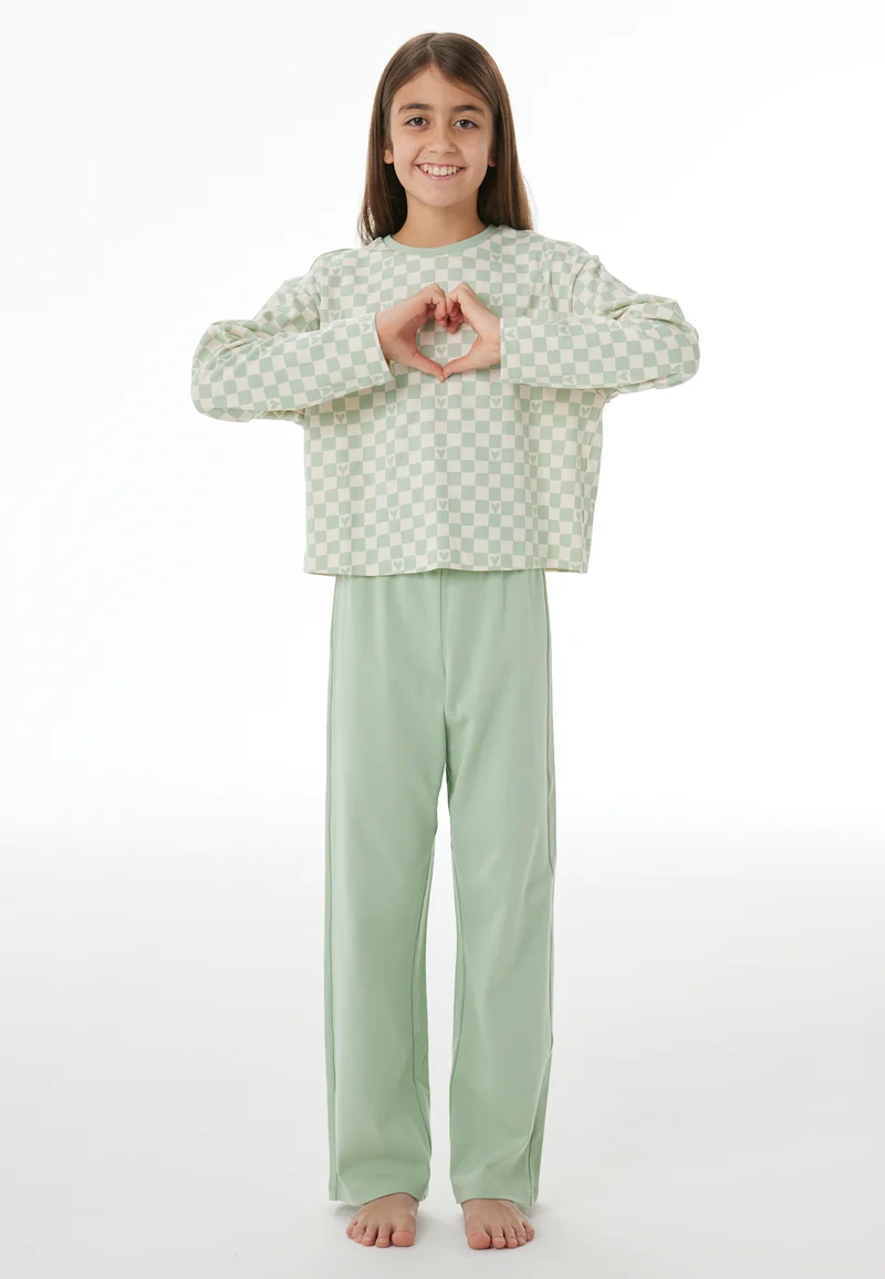 Schlafanzug Mint gemustert - Nightwear