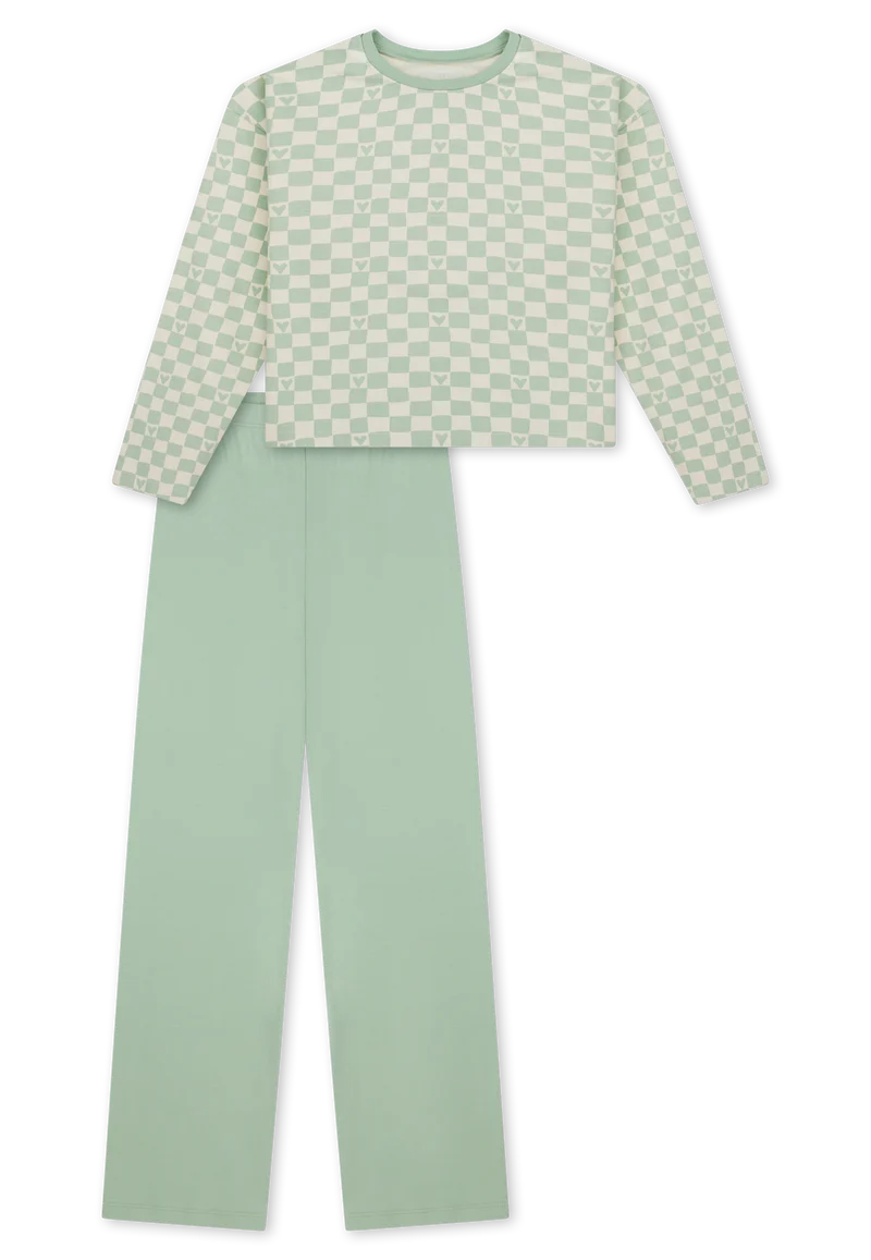 Schlafanzug Mint gemustert - Nightwear