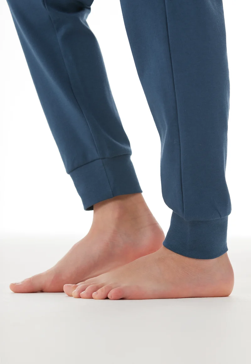 Schlafanzug mit Bündchen Blau/Grün gemustert - Nightwear