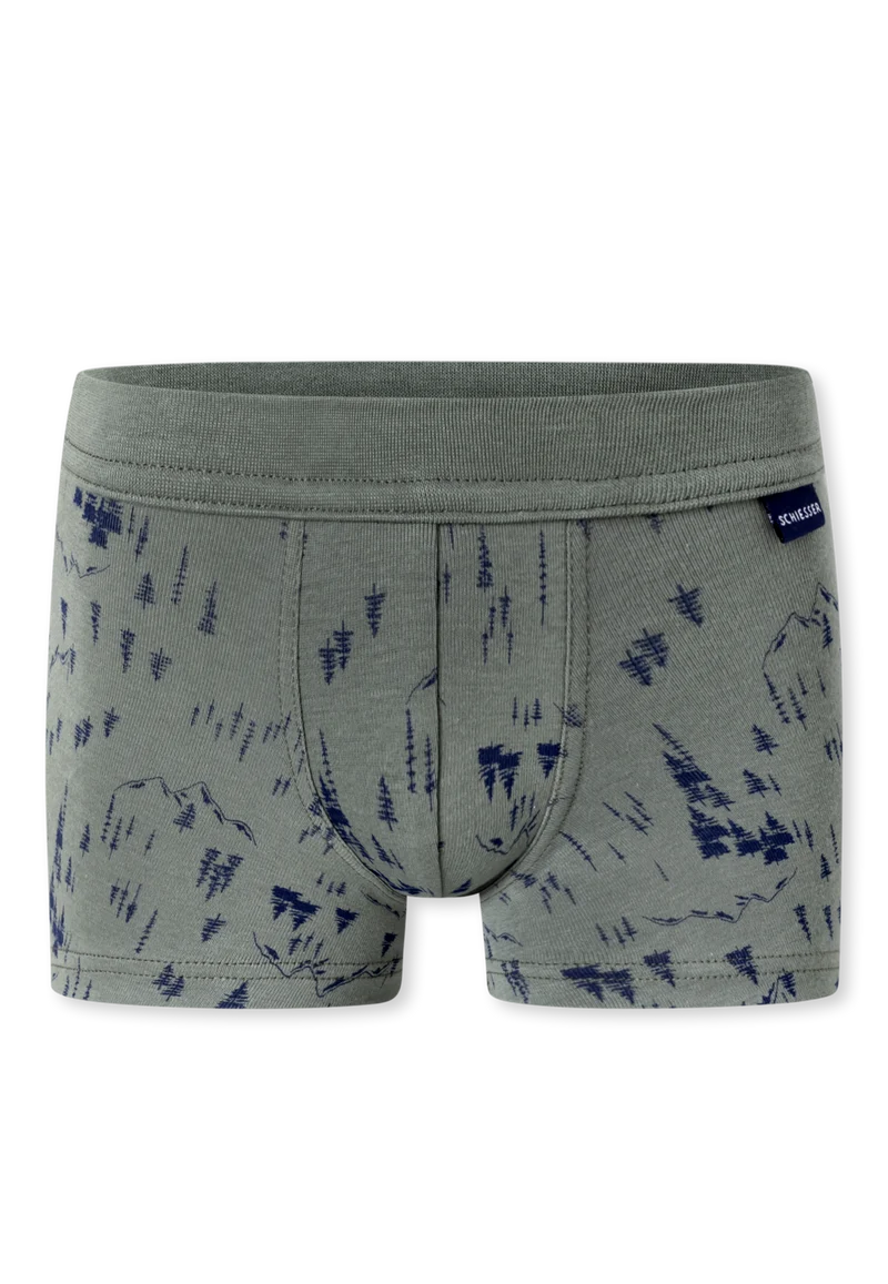 Shorts 2er-Pack Blau/Khaki gemustert - Fine Rib