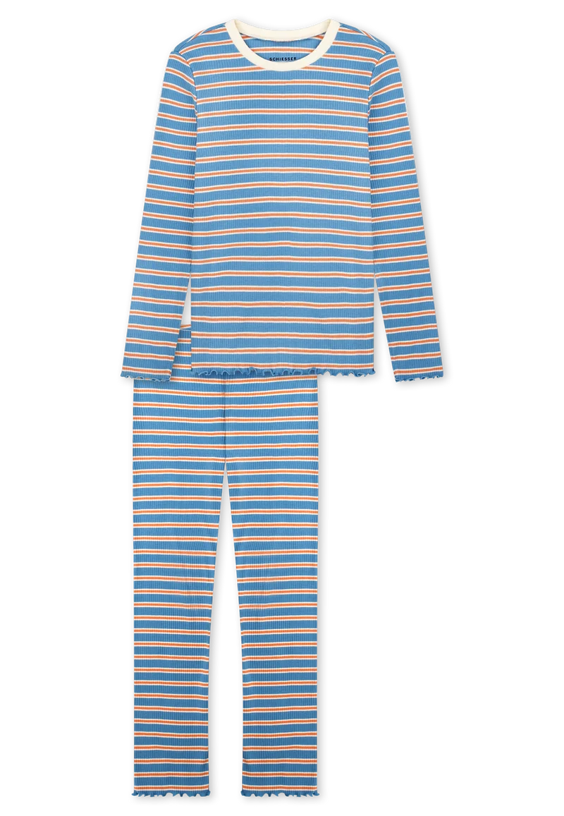 Schlafanzug Blau/Orange gestreift - Nightwear