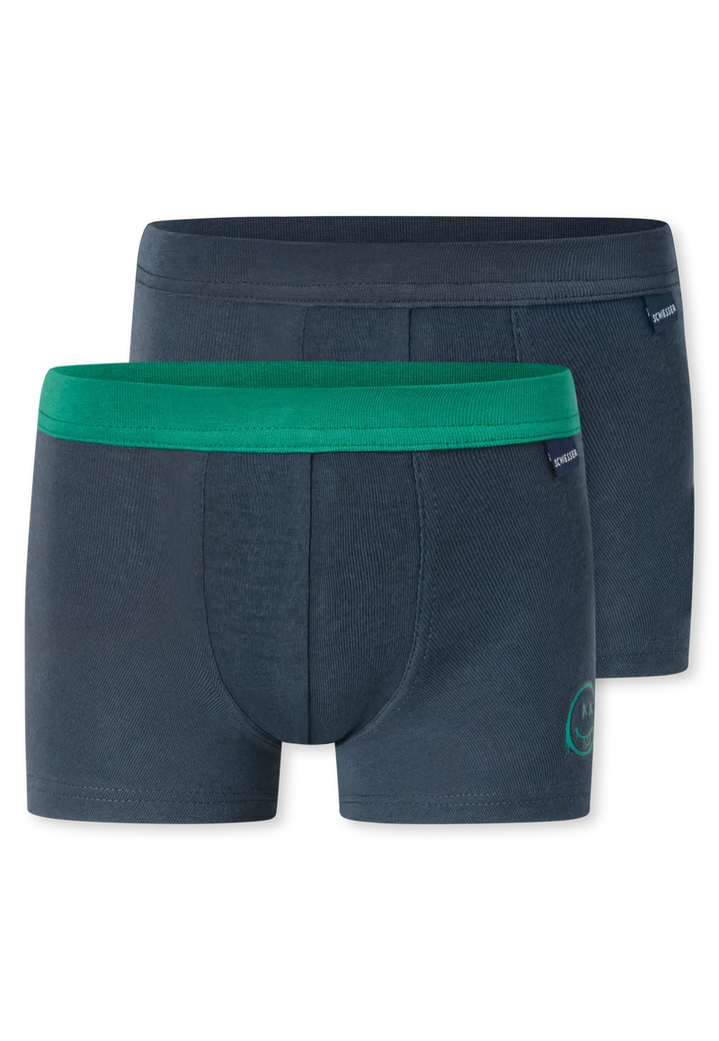 Shorts 2er-Pack Blau/Grün - Fine Rib