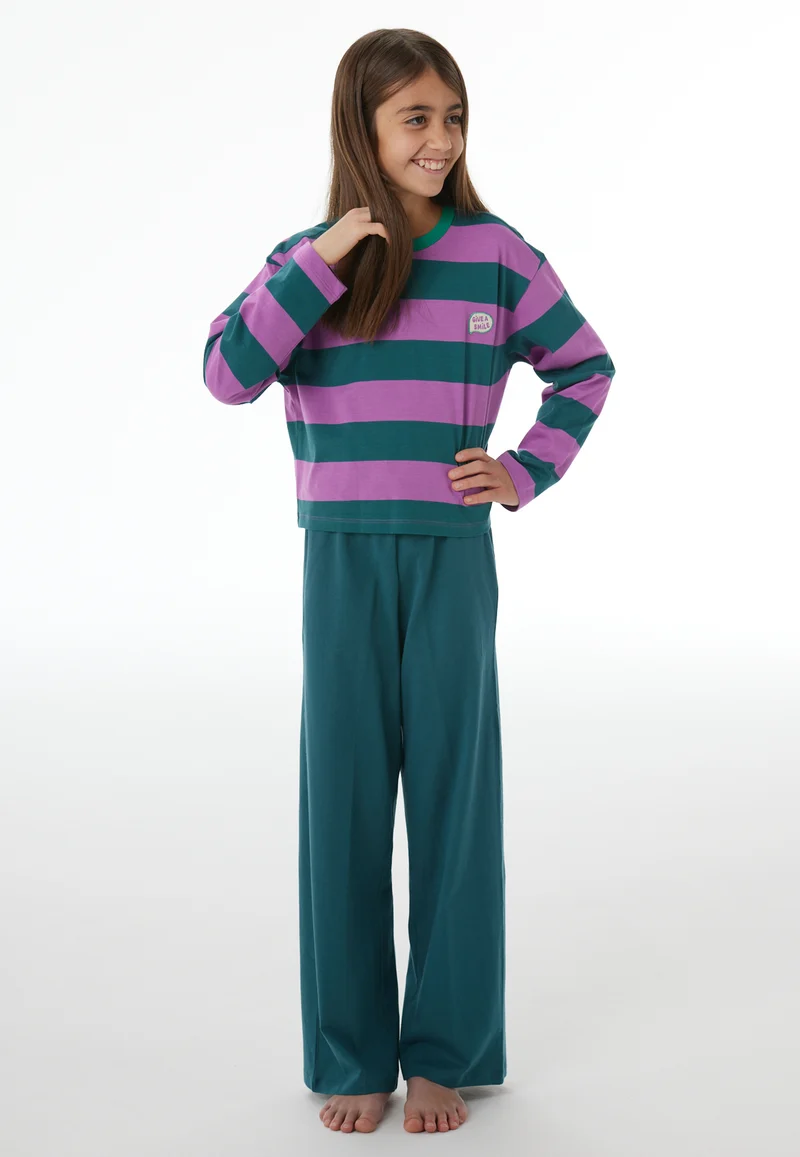 Schlafanzug Lila/Grün gestreift - Nightwear