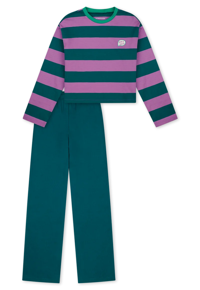 Schlafanzug Lila/Grün gestreift - Nightwear