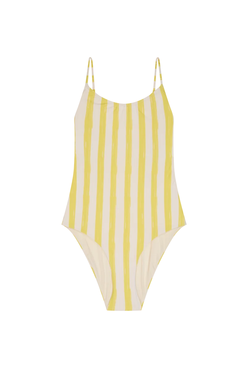 Maillot 1 Pièce Classique - Rayures Jaune