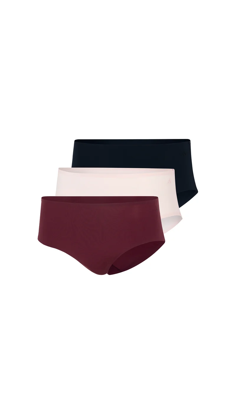 Hipster Slip 3er-Pack Bordeaux/Beige/Schwarz - ADIDAS