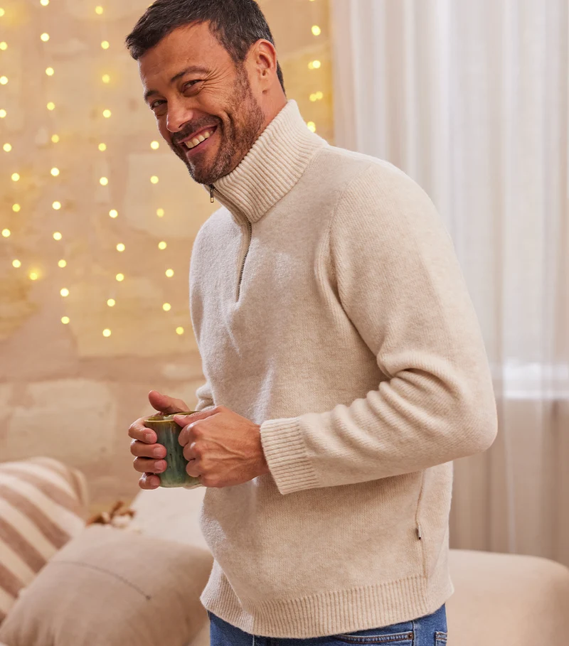 Pull Camionneur Homme Ecru