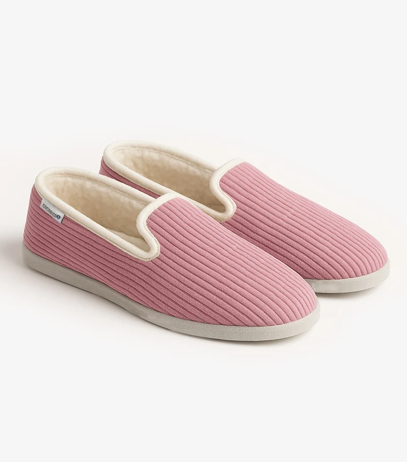 Charentaises Velours Homme Rose