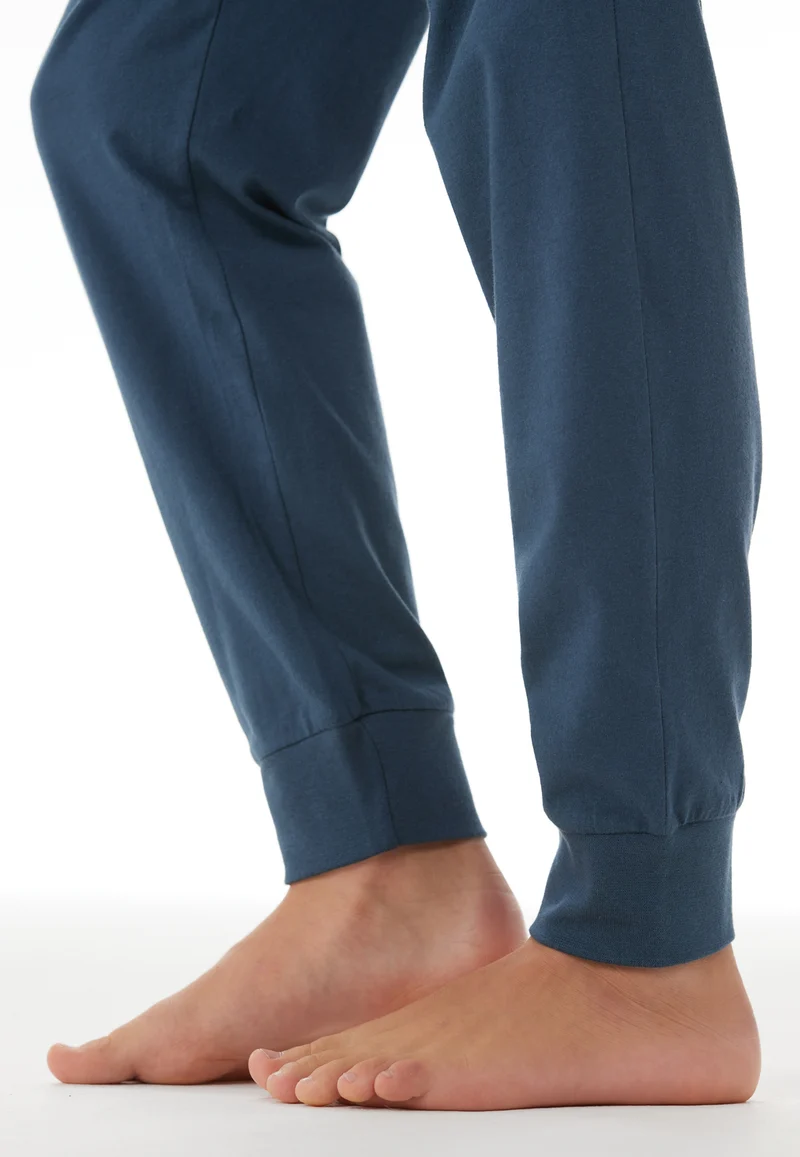 Schlafanzug mit Bündchen Blau gestreift - Nightwear