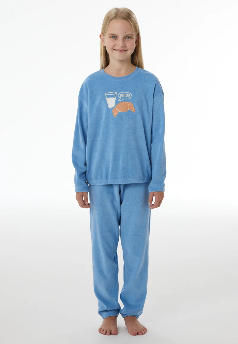 Schlafanzug mit Bündchen Blau- Nightwear