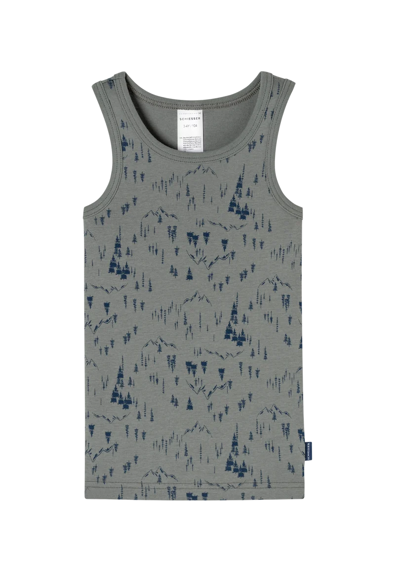 Tank Top Feinripp 2er-Pack Dunkelblau/Grün gemustert - Fine Rib