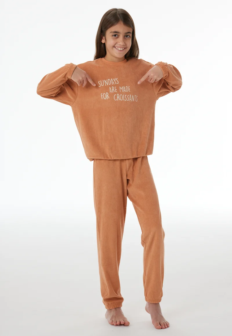 Schlafanzug mit Bündchen Orange - Nightwear
