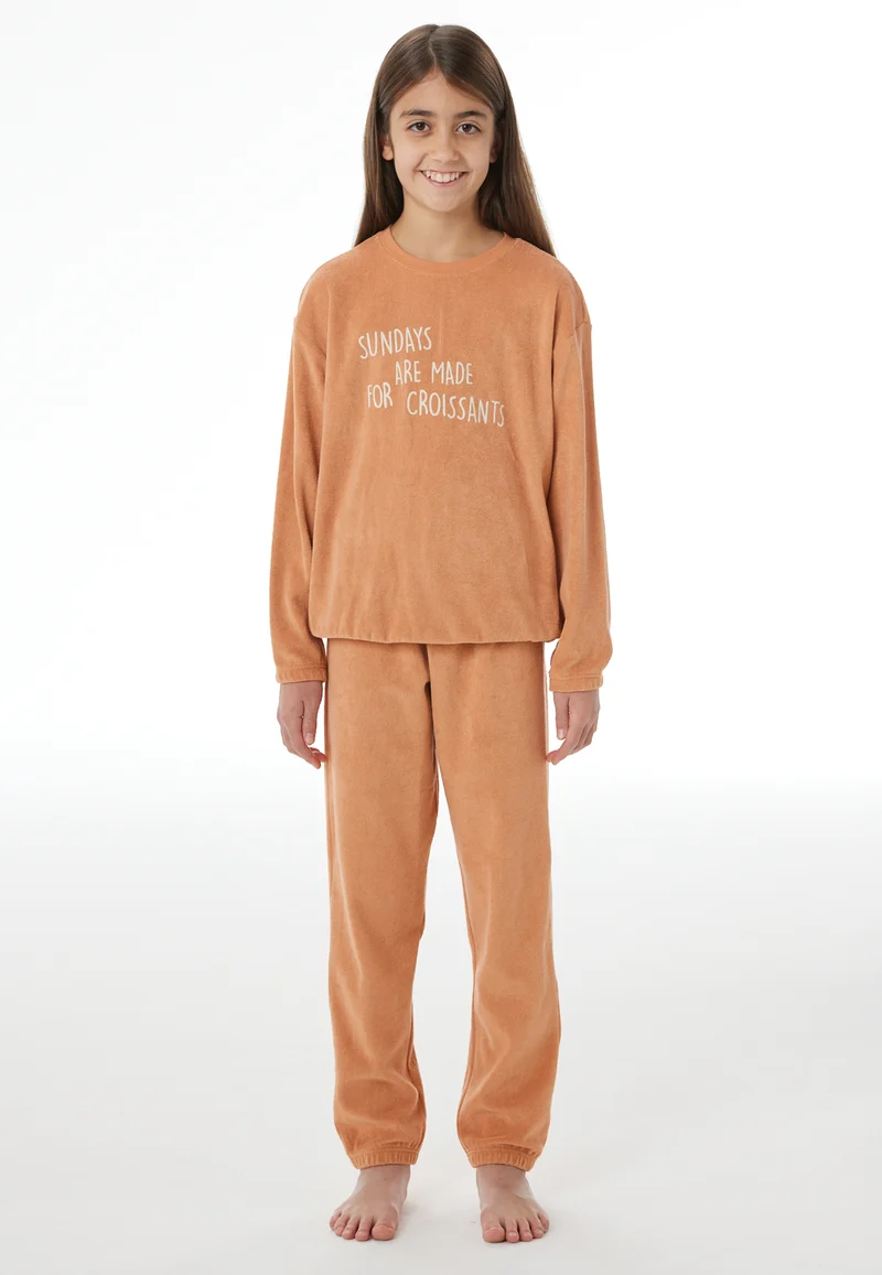 Schlafanzug mit Bündchen Orange - Nightwear