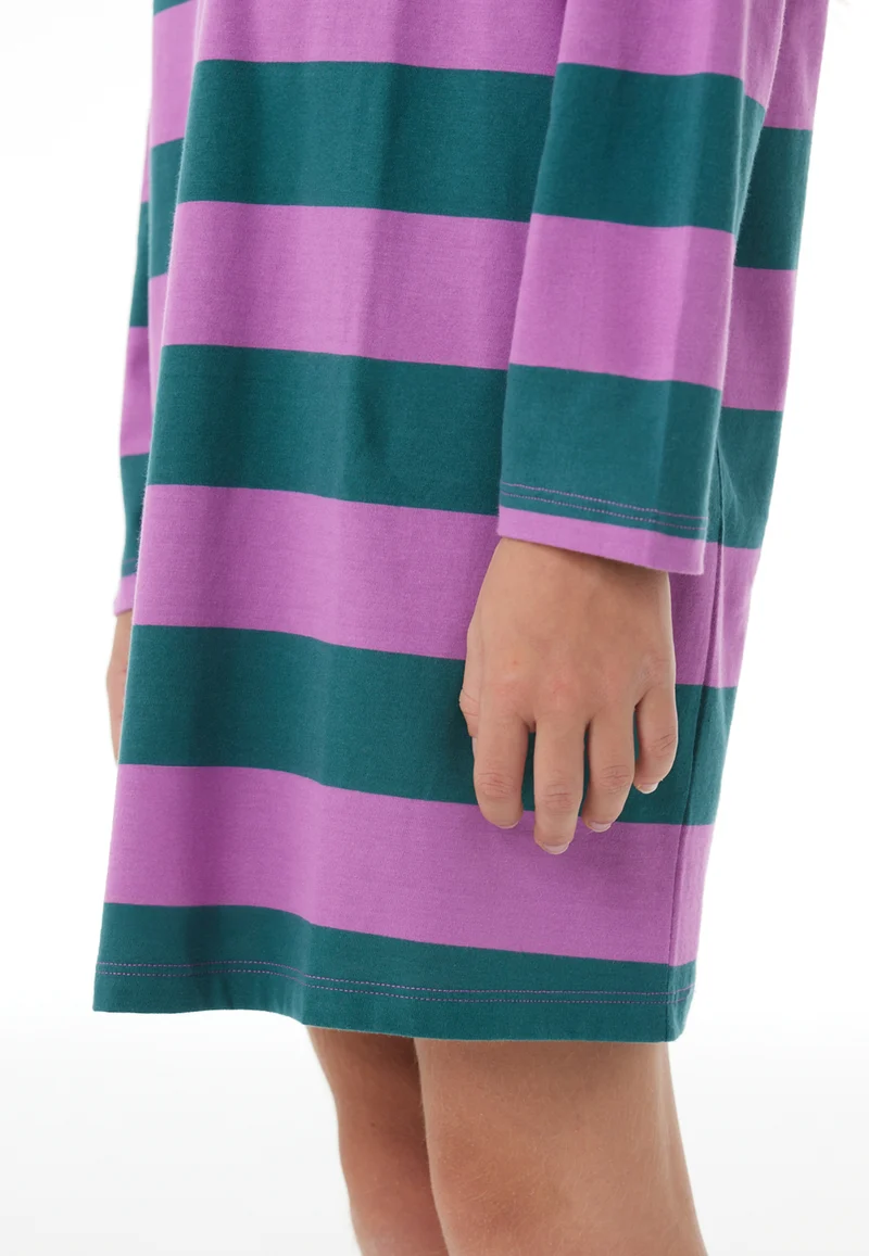 Nachthemd langarm Lila/Grün gestreift - Nightwear