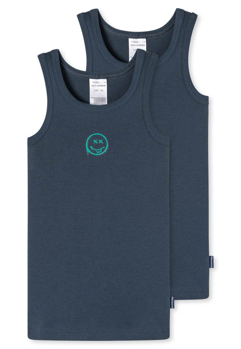 Tank Top Feinripp 2er-Pack Dunkelblau - Fine Rib
