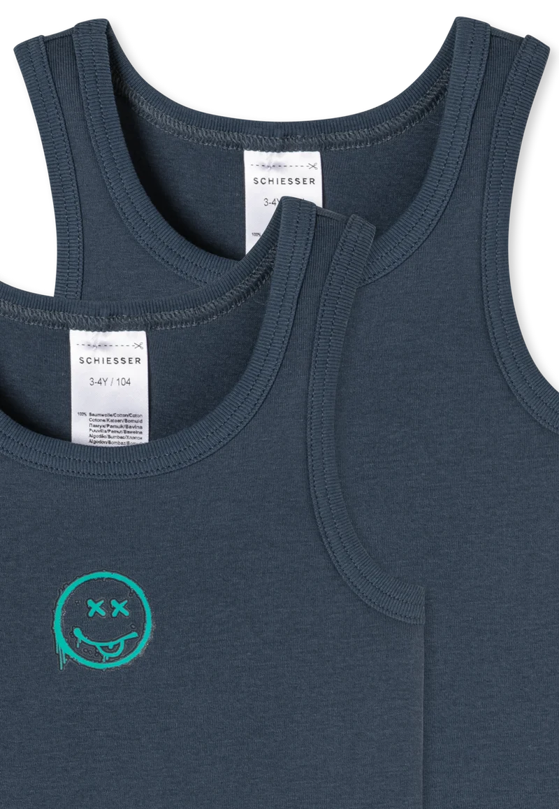 Tank Top Feinripp 2er-Pack Dunkelblau - Fine Rib