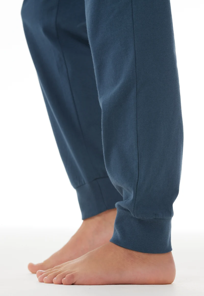 Schlafanzug mit Bündchen Petrol/Blau gemustert - Nightwear