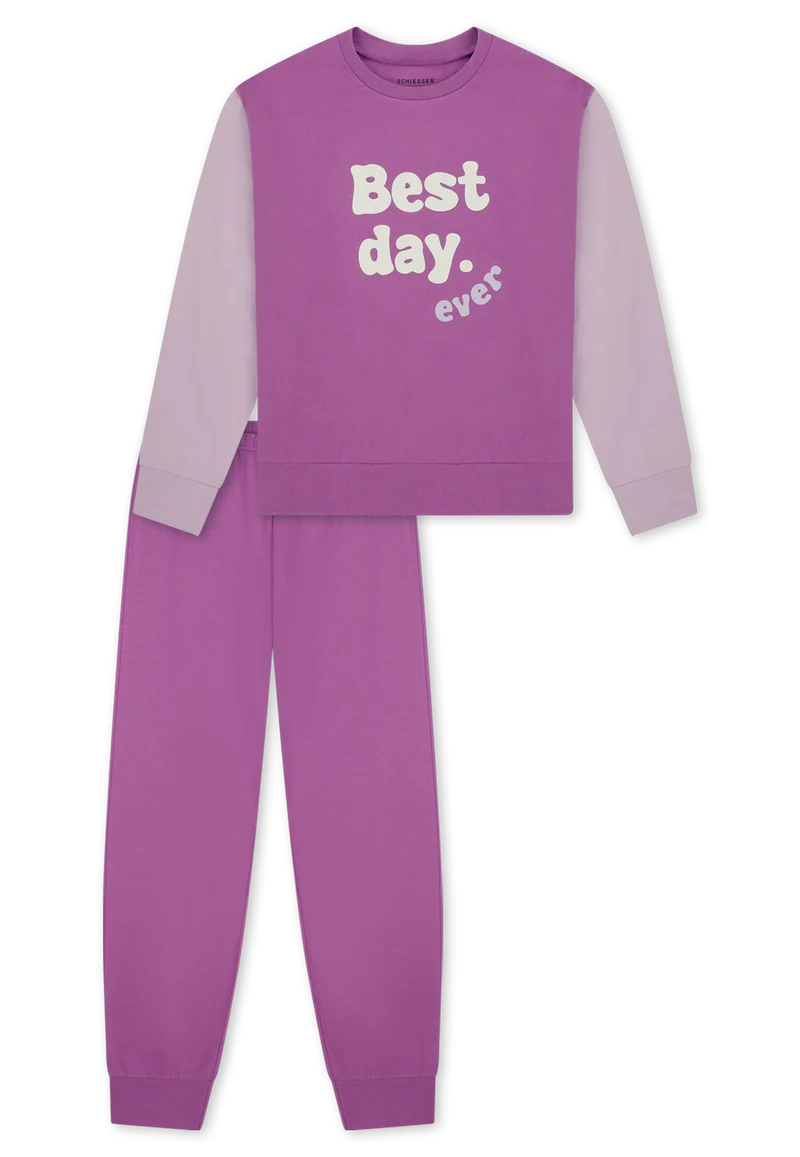 Schlafanzug mit Bündchen Lila - Nightwear