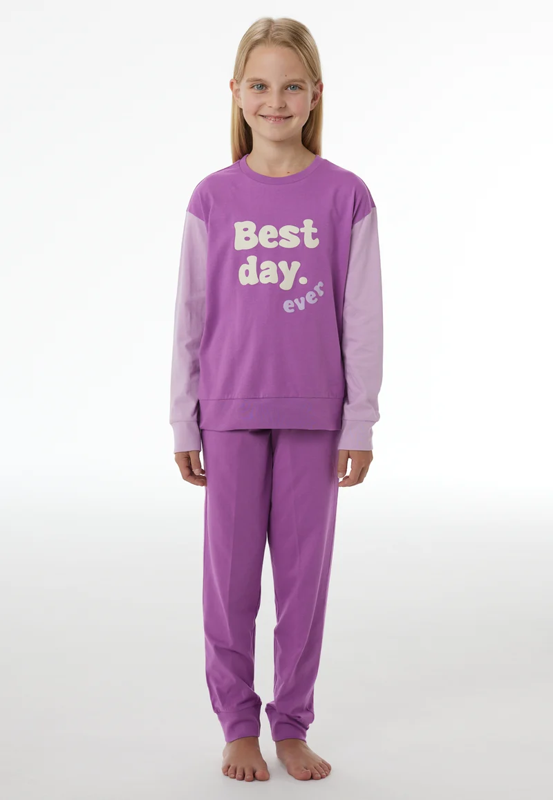 Schlafanzug mit Bündchen Lila - Nightwear
