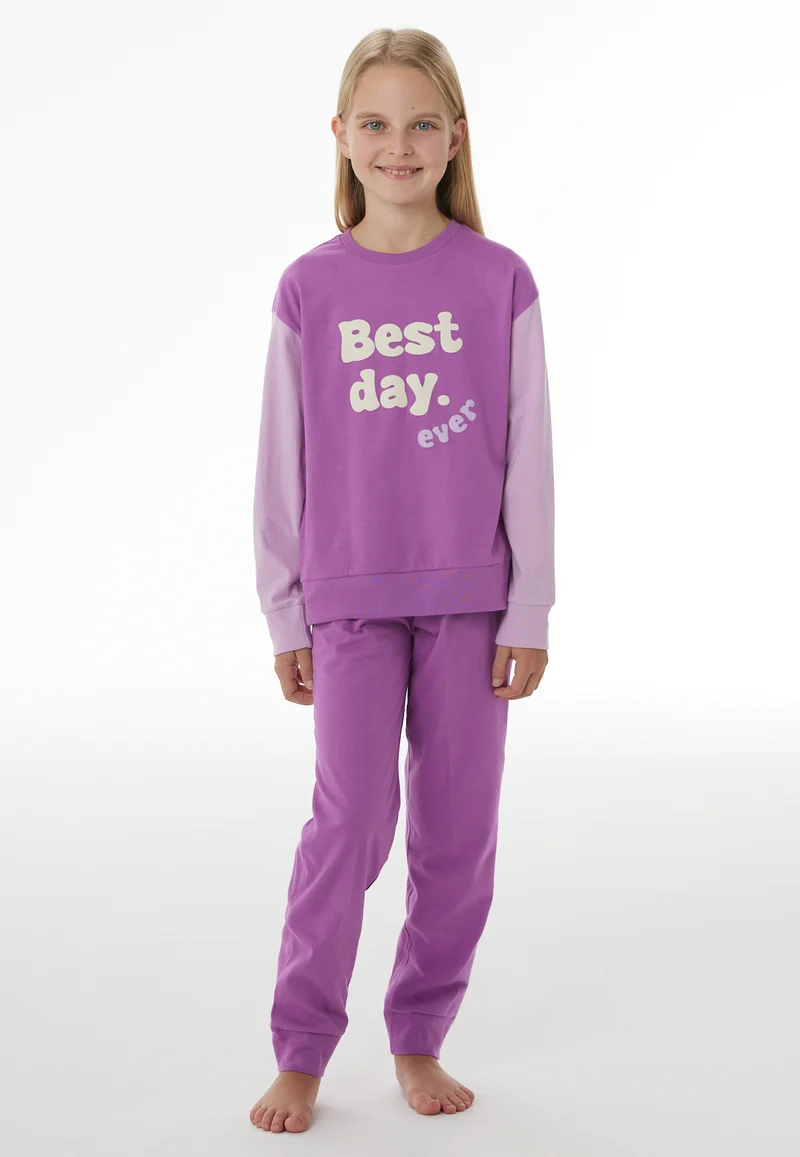 Schlafanzug mit Bündchen Lila - Nightwear