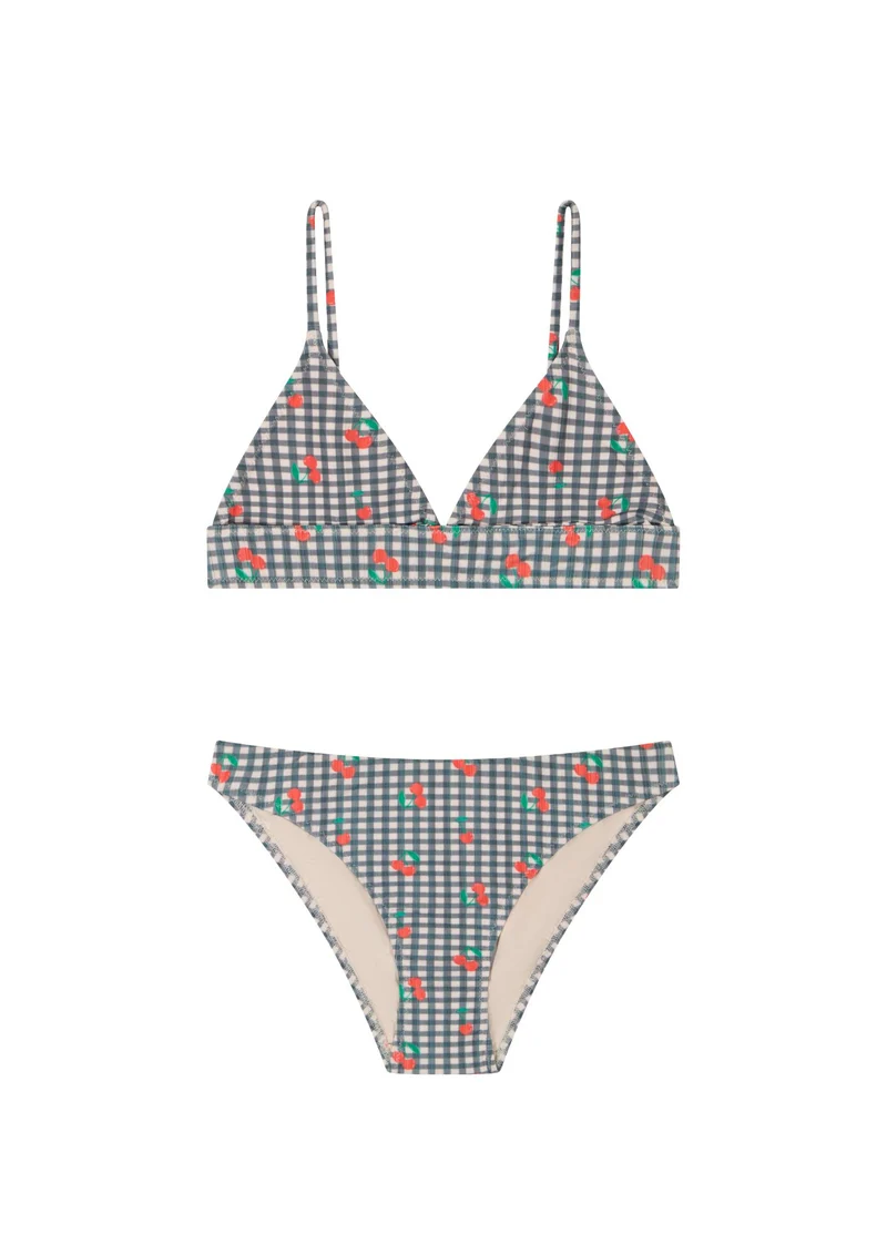 Maillot 2 pièces Brésilien - Vichy Cerises Noir