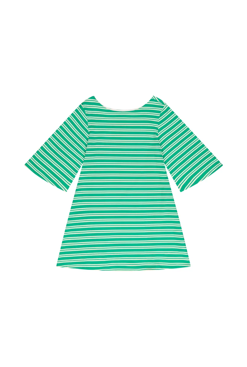 Robe Manches Évasées Coton BIO - Rayures Vert