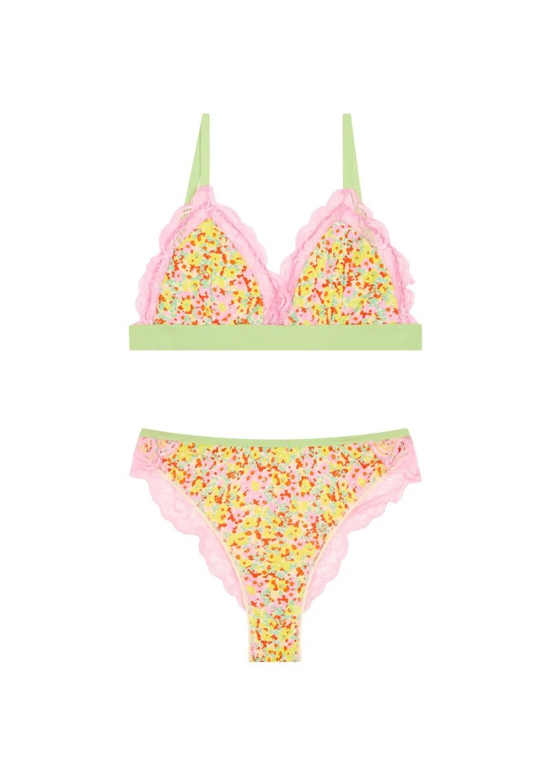 BRASSIÈRE + CULOTTE BI-MATIÈRE - Confettis Campagne