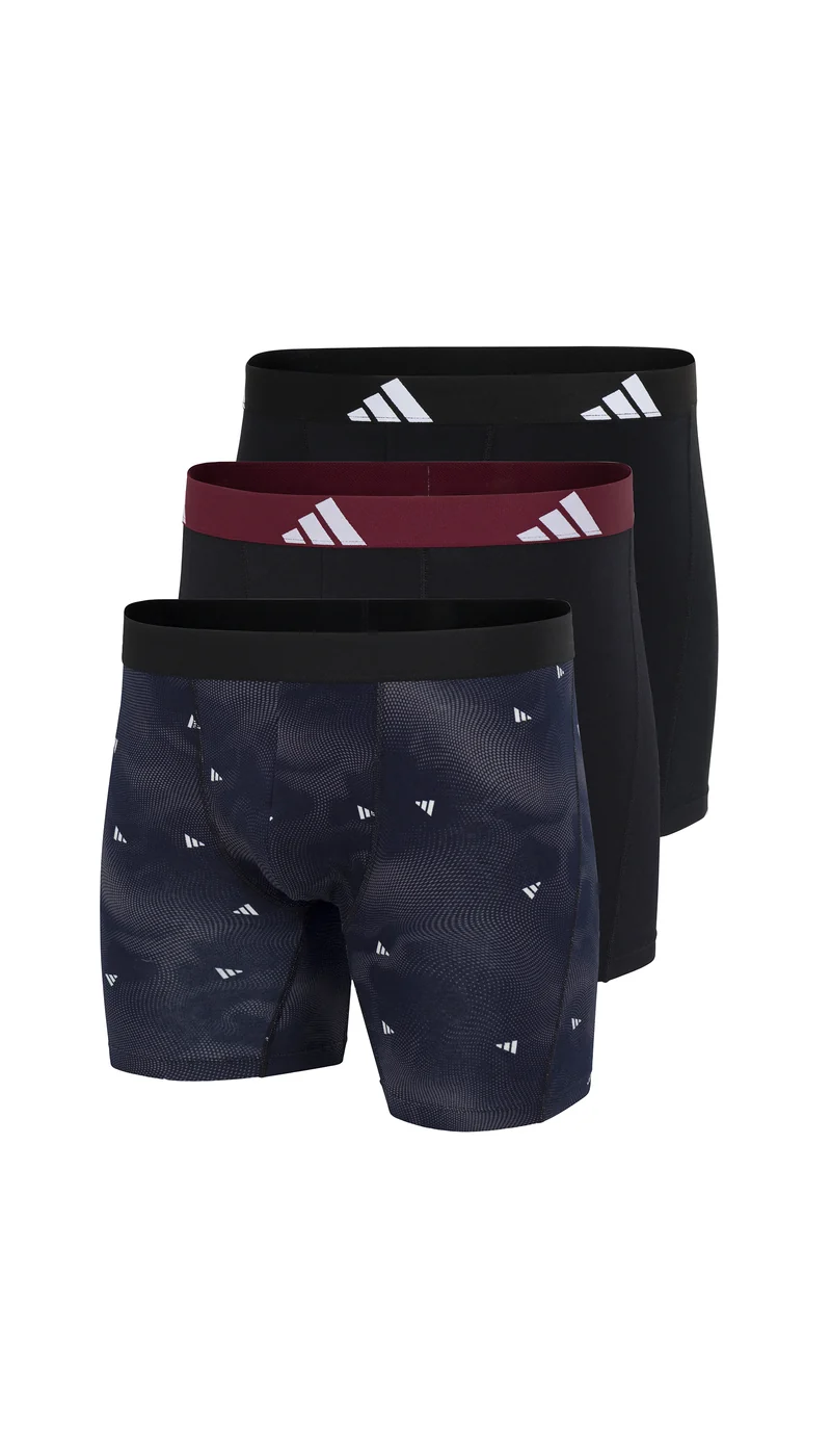 Enge Boxershorts lang 3er-Pack Schwarz gemustert - ADIDAS