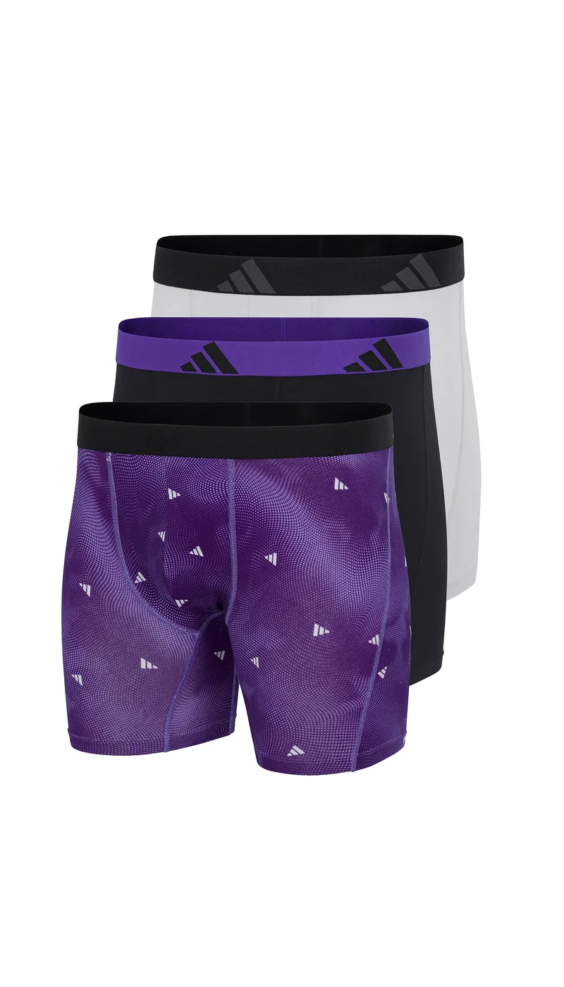 Enge Boxershorts lang 3er-Pack Schwarz/Lila/Weiss - ADIDAS