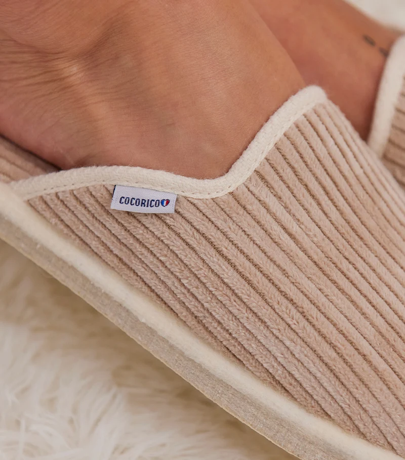 Mules Velours Femme Beige