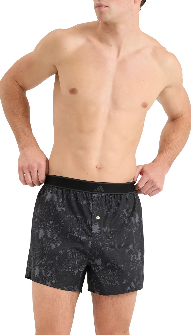Boxershorts mit Knopfleiste 2er-Pack Schwarz/Grau - ADIDAS