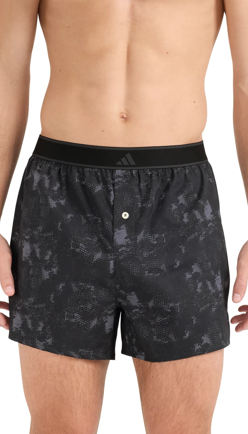 Boxershorts mit Knopfleiste 2er-Pack Schwarz/Grau - ADIDAS