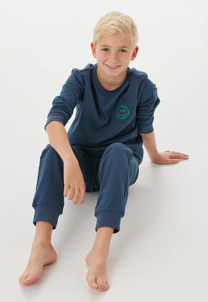 Schlafanzug mit Bündchen Dunkelblau - Nightwear