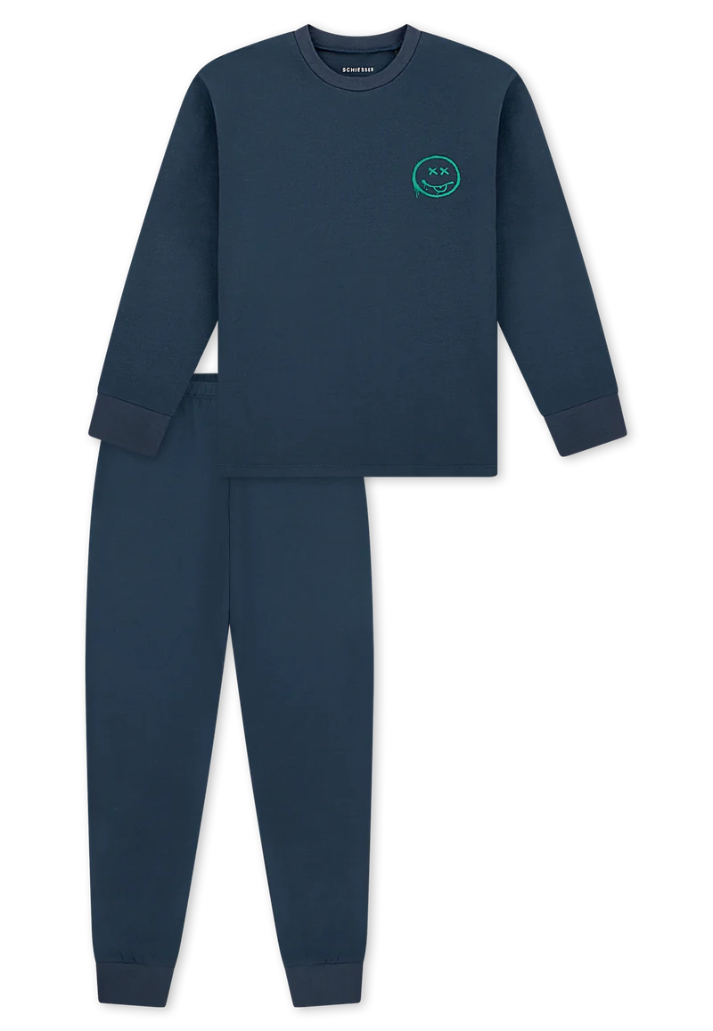 Schlafanzug mit Bündchen Dunkelblau - Nightwear