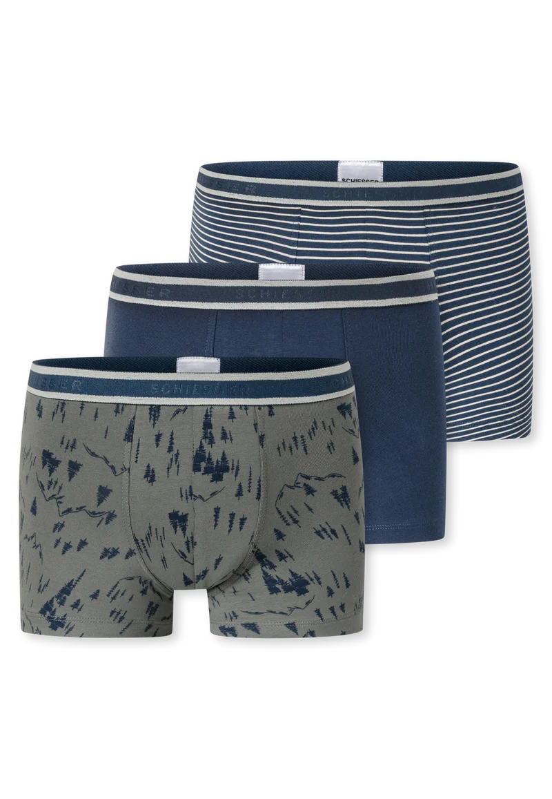 Shorts 3er-Pack Blau/Grün gemustert - 95/5