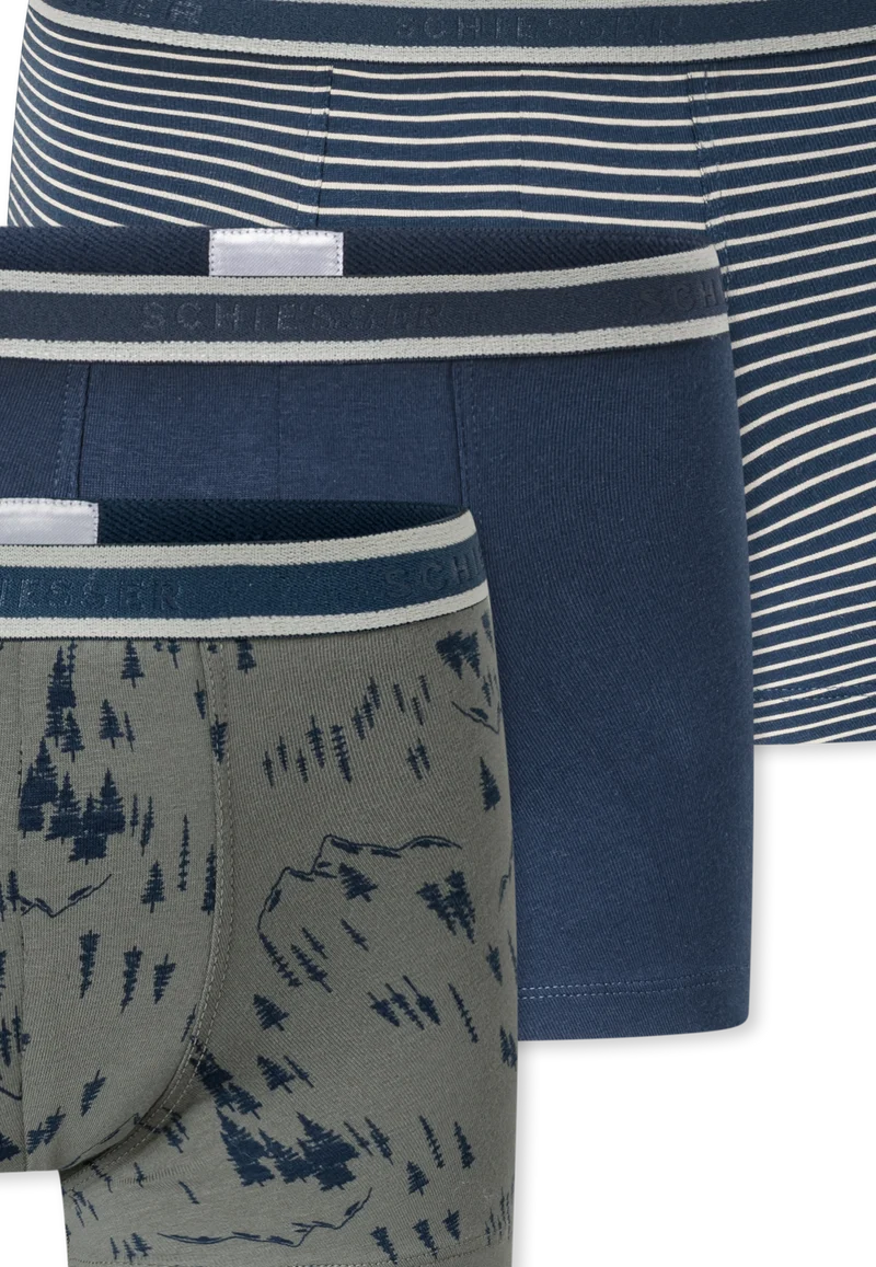 Shorts 3er-Pack Blau/Grün gemustert - 95/5