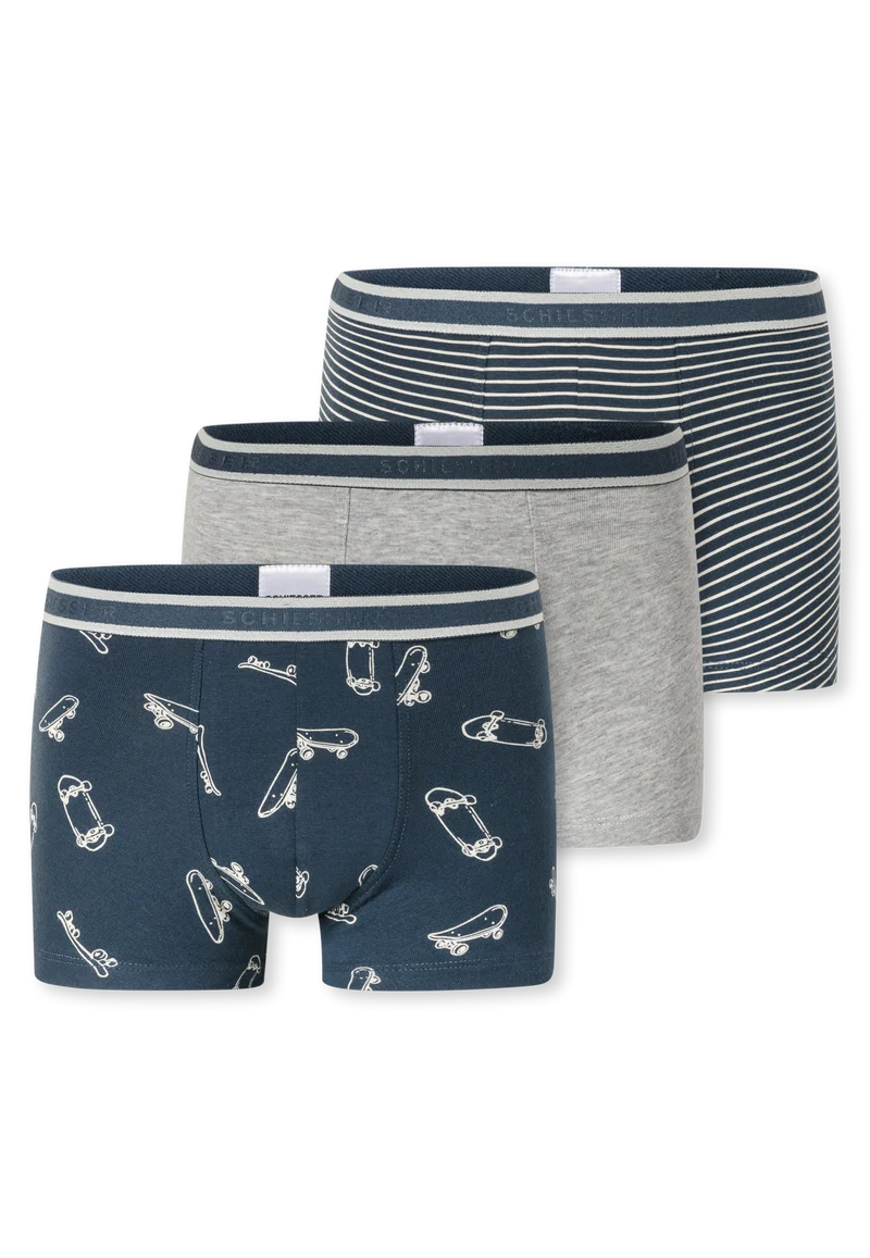 Shorts 3er-Pack Blau/Grau gemustert - 95/5